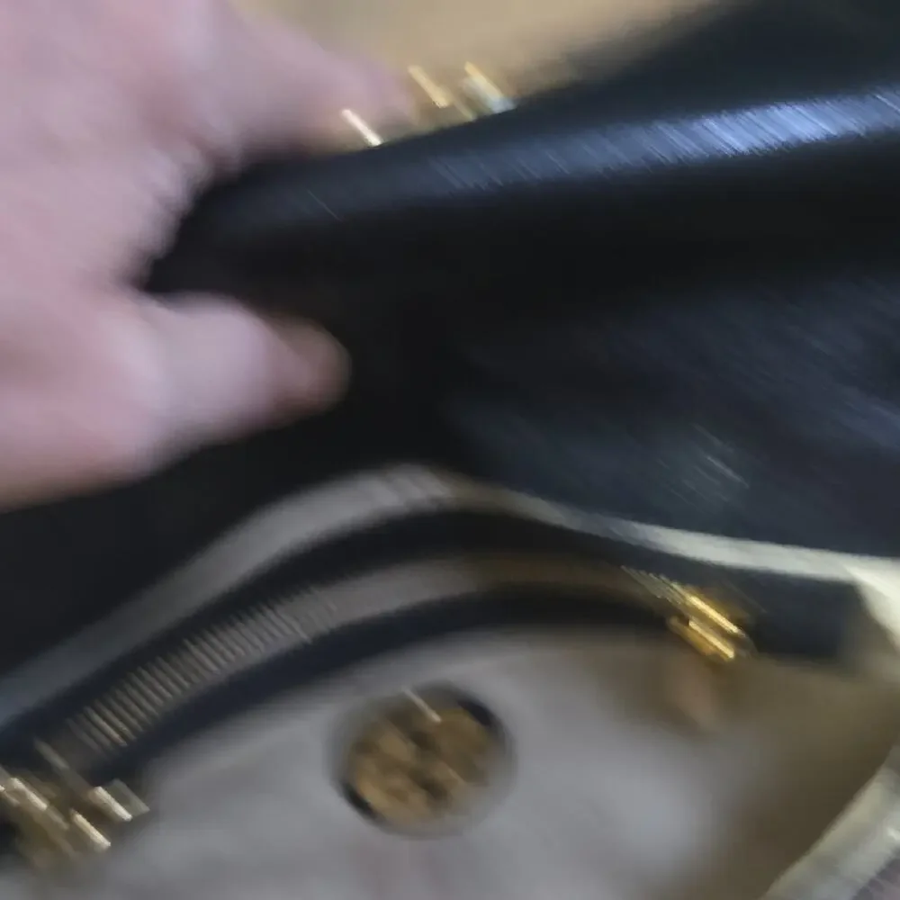 Tory Burch Black Leather Clutch with Gold Crossbody Chain - Picture 6 of 13